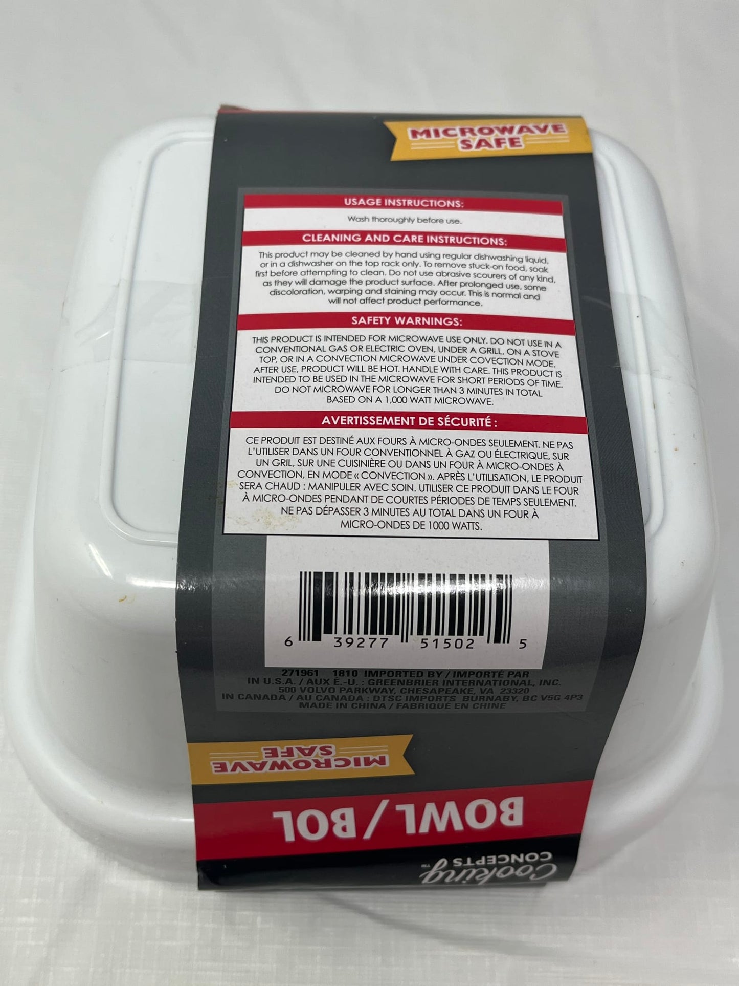 Cooking Concepts White Plastic Bowls – Microwave Safe Set of 2 Medium w/ Packaging