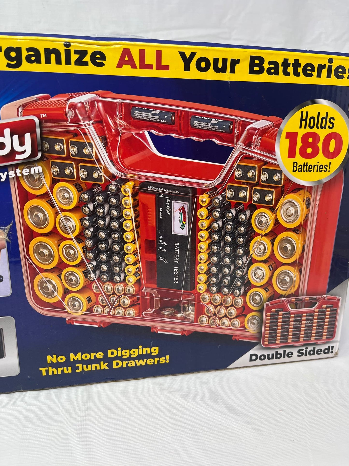 Battery Daddy 180 Battery Storage Organizer w/ Built-In Tester – Open Box