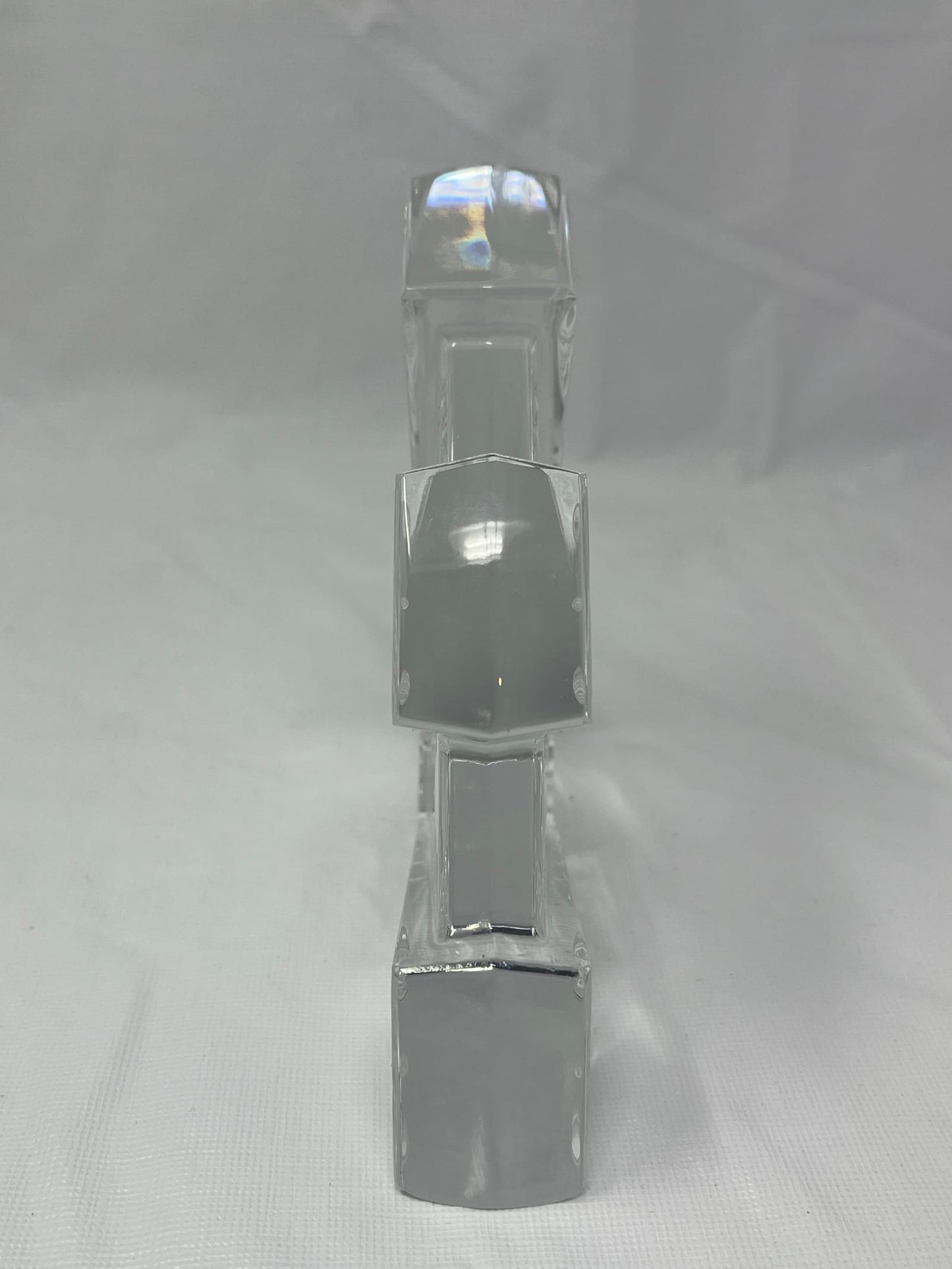 Cut Crystal Art Deco Fan Shape Design Paperweight – 5.5" x 5.5" x 1"