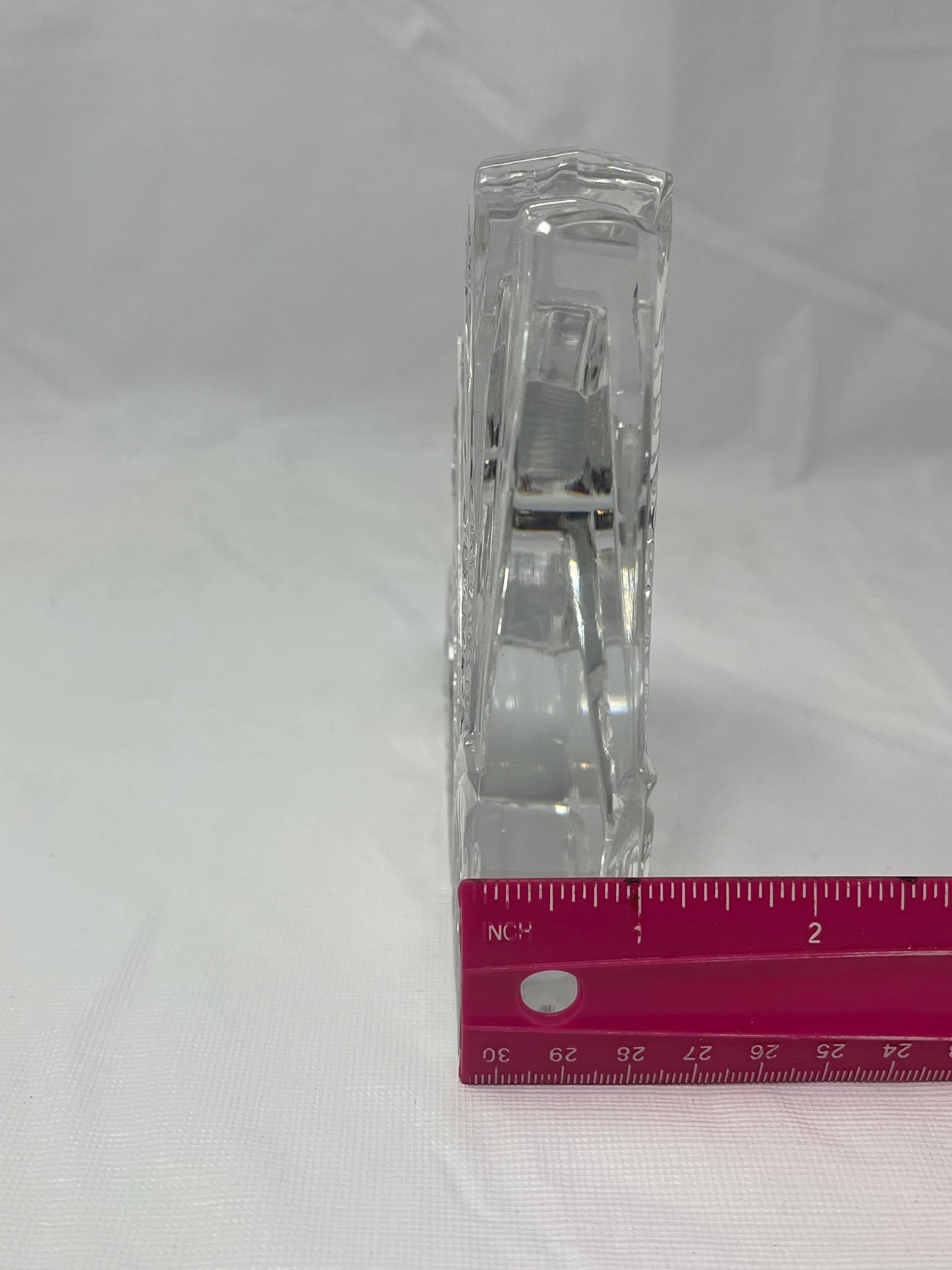 Cut Crystal Art Deco Fan Shape Design Paperweight – 5.5" x 5.5" x 1"