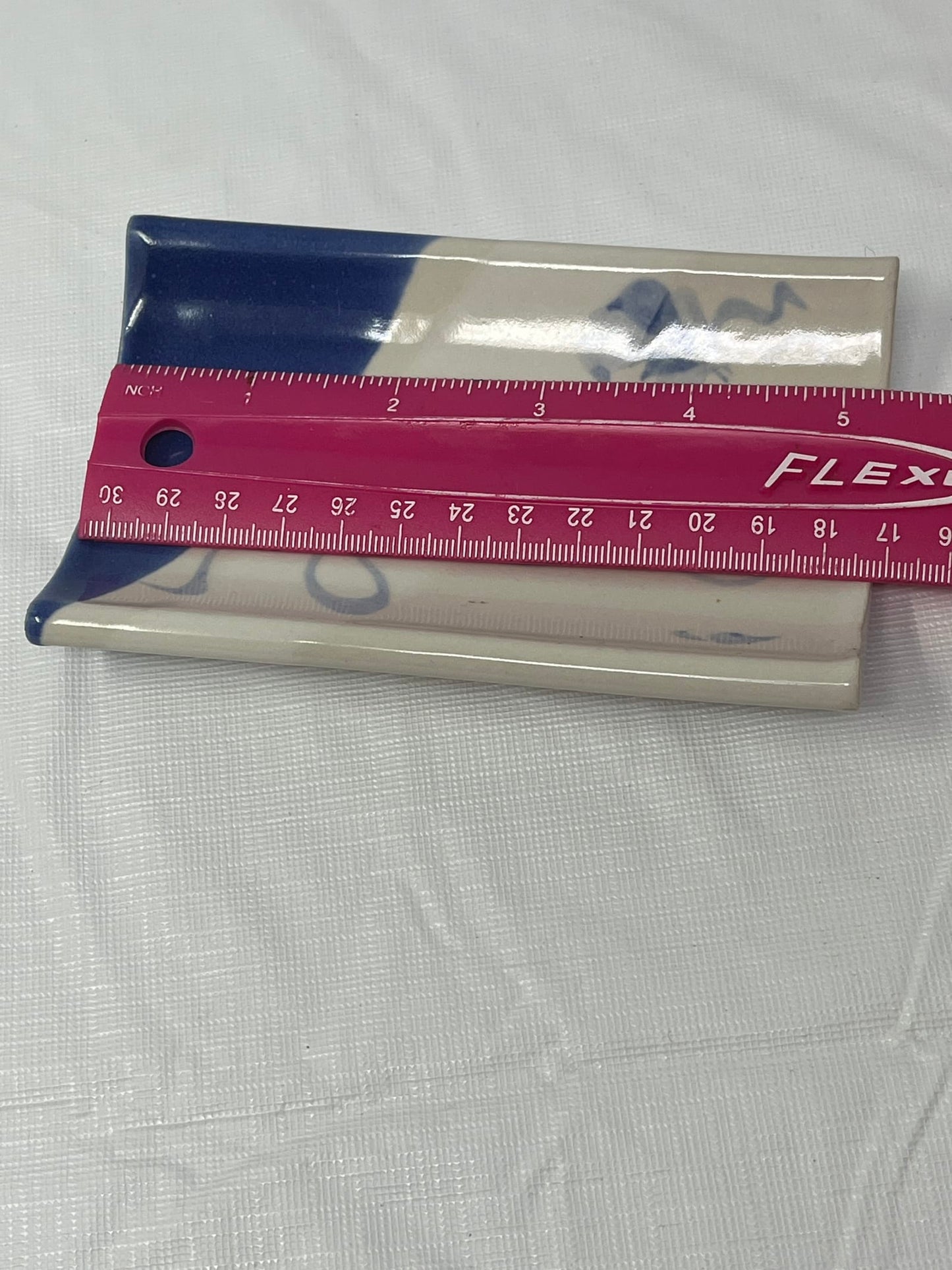 Blue & White Rectangular Ceramic Sushi / Appetizer Plate – 5.5" x 3.5"