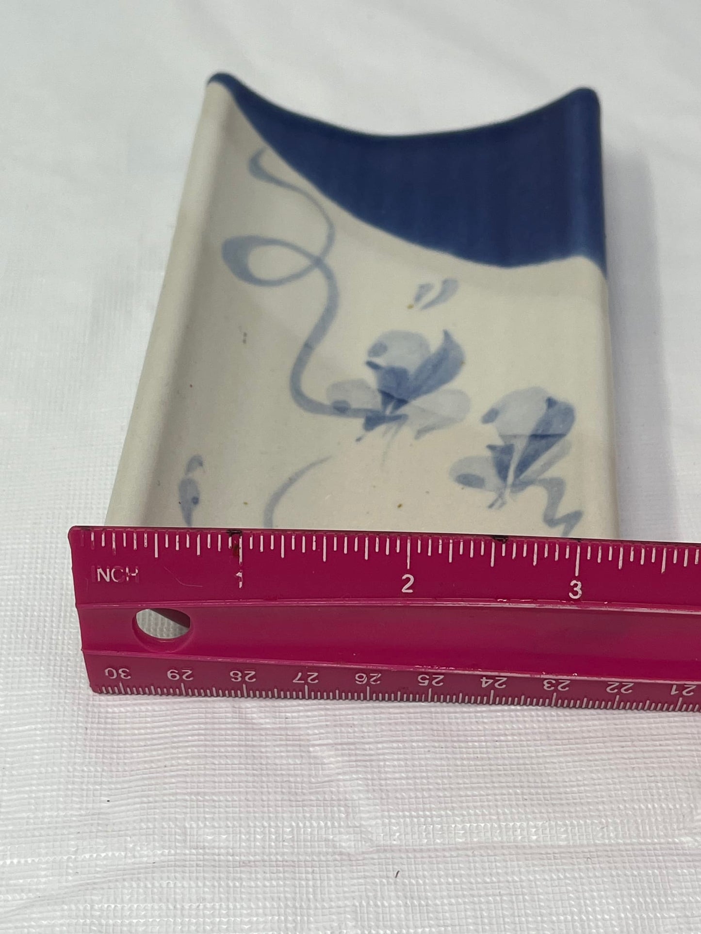 Blue & White Rectangular Ceramic Sushi / Appetizer Plate – 5.5" x 3.5"