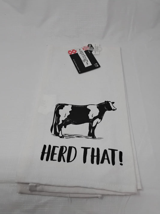 Gently Used Thrift Store – The Spring Shop “herd That!” Cow Kitchen Towel Hobby Lobby W/ Tags – Kitchen & Dining – Used