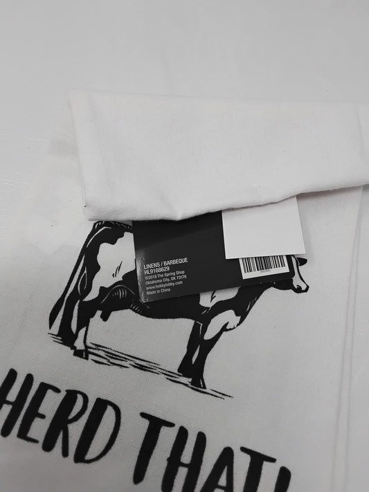 The Spring Shop “Herd That!” Cow Kitchen Towel Hobby Lobby w/ Tags