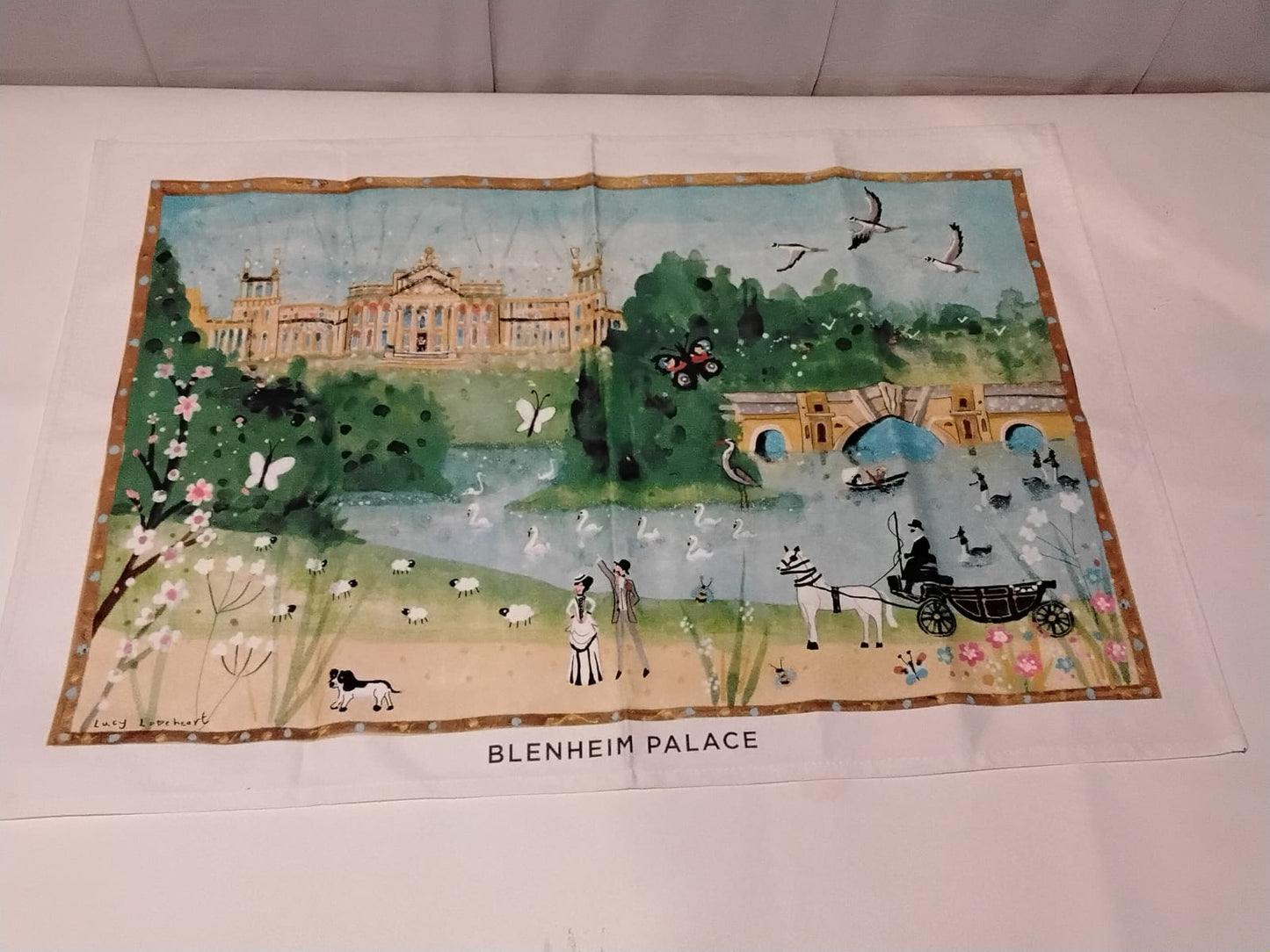 Gently Used Thrift Store – Blenheim Palace Watercolour Tea Towel Lucy Loveheart 100% Cotton W/ Tag – Kitchen & Dining