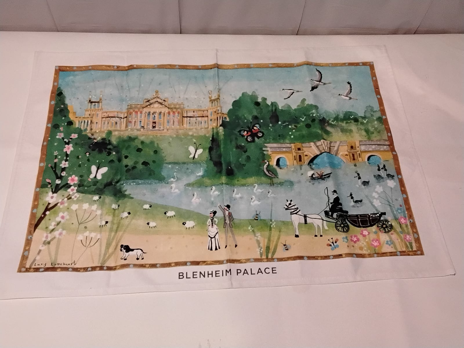 Gently Used Thrift Store – Blenheim Palace Watercolour Tea Towel Lucy Loveheart 100% Cotton W/ Tag – Kitchen & Dining