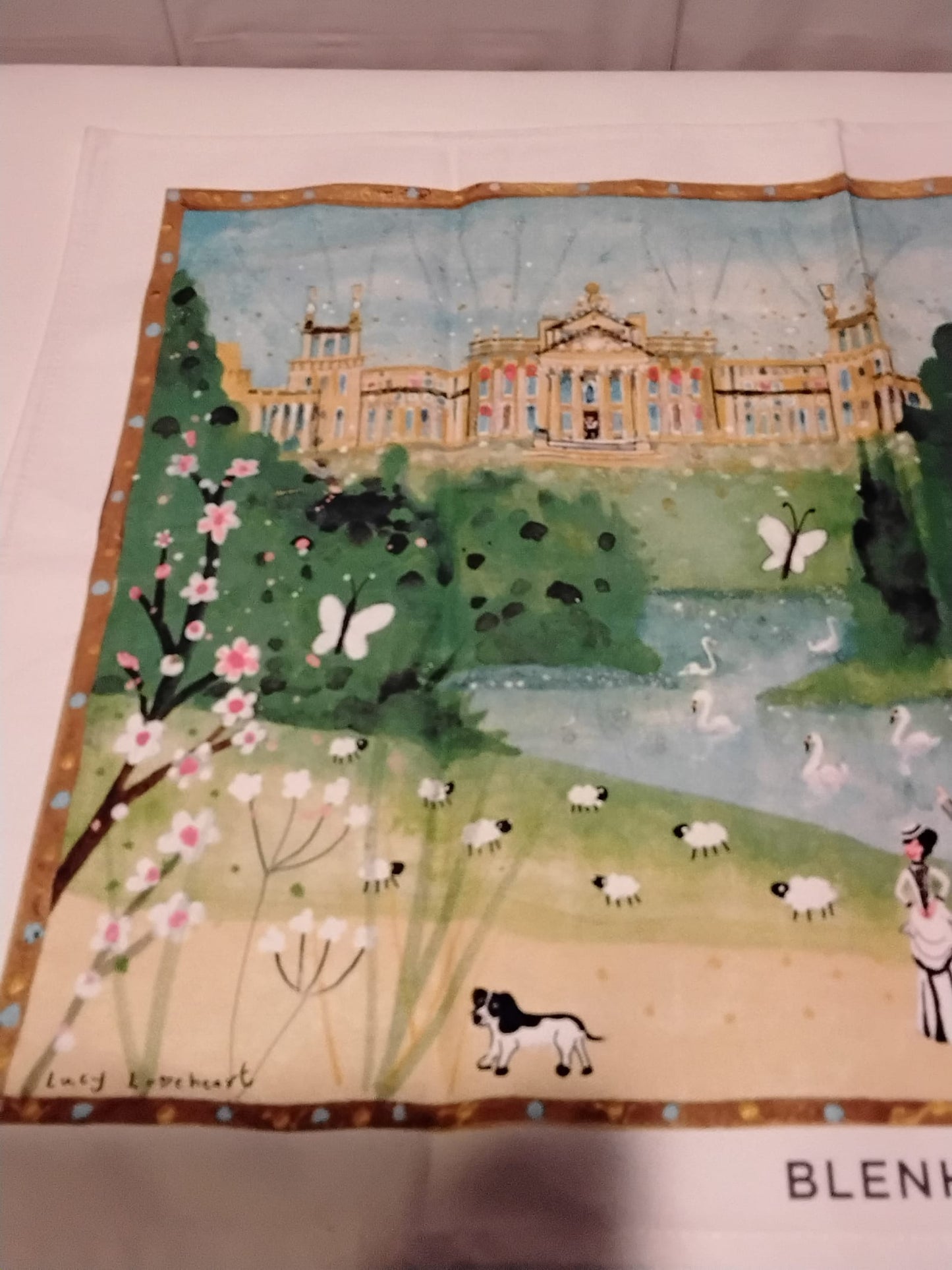 Blenheim Palace Watercolour Tea Towel Lucy Loveheart 100% Cotton w/ Tag