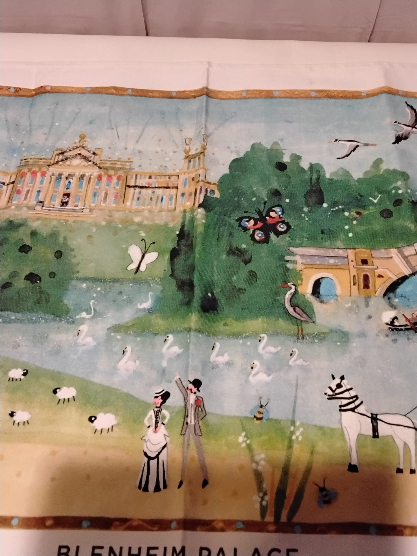 Blenheim Palace Watercolour Tea Towel Lucy Loveheart 100% Cotton w/ Tag