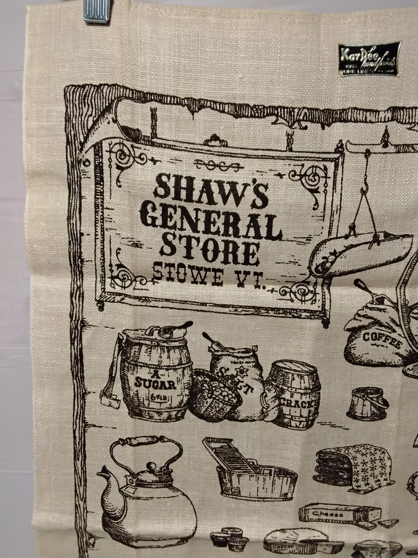 Kay Dee Handprints Linen Tea Towel Shaw’s General Store Stowe VT Warren Boucher USA
