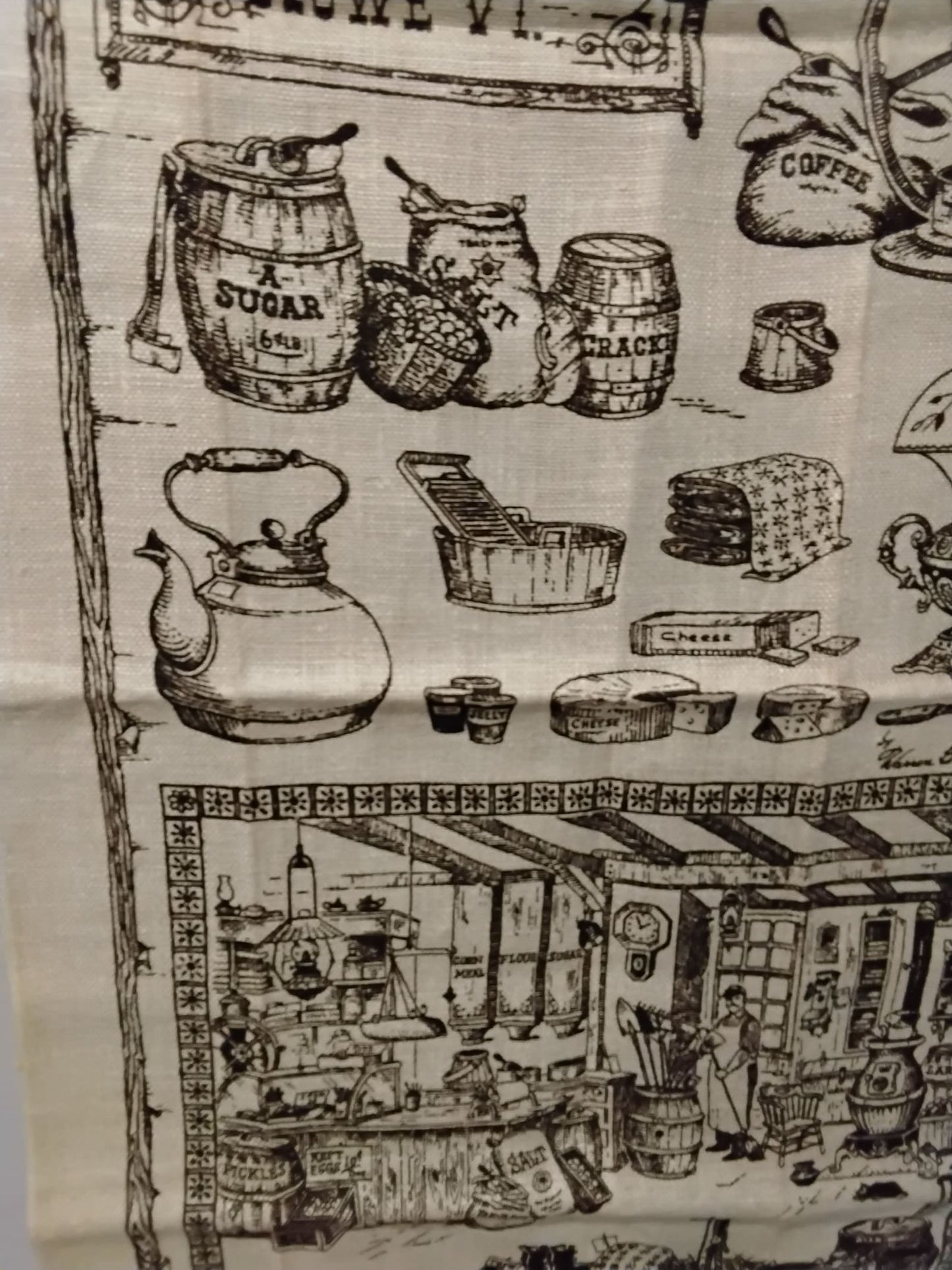 Kay Dee Handprints Linen Tea Towel Shaw’s General Store Stowe VT Warren Boucher USA