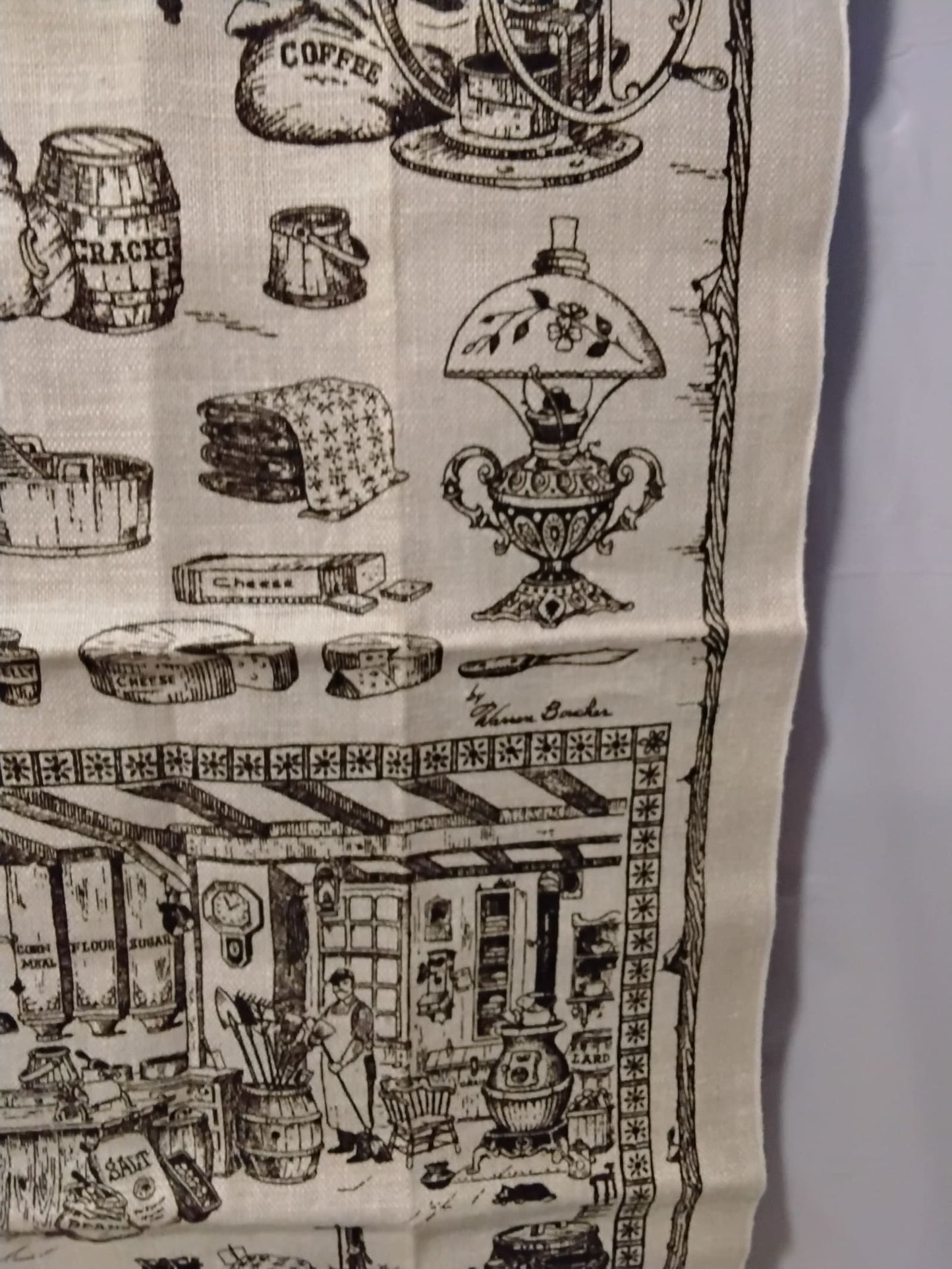 Kay Dee Handprints Linen Tea Towel Shaw’s General Store Stowe VT Warren Boucher USA