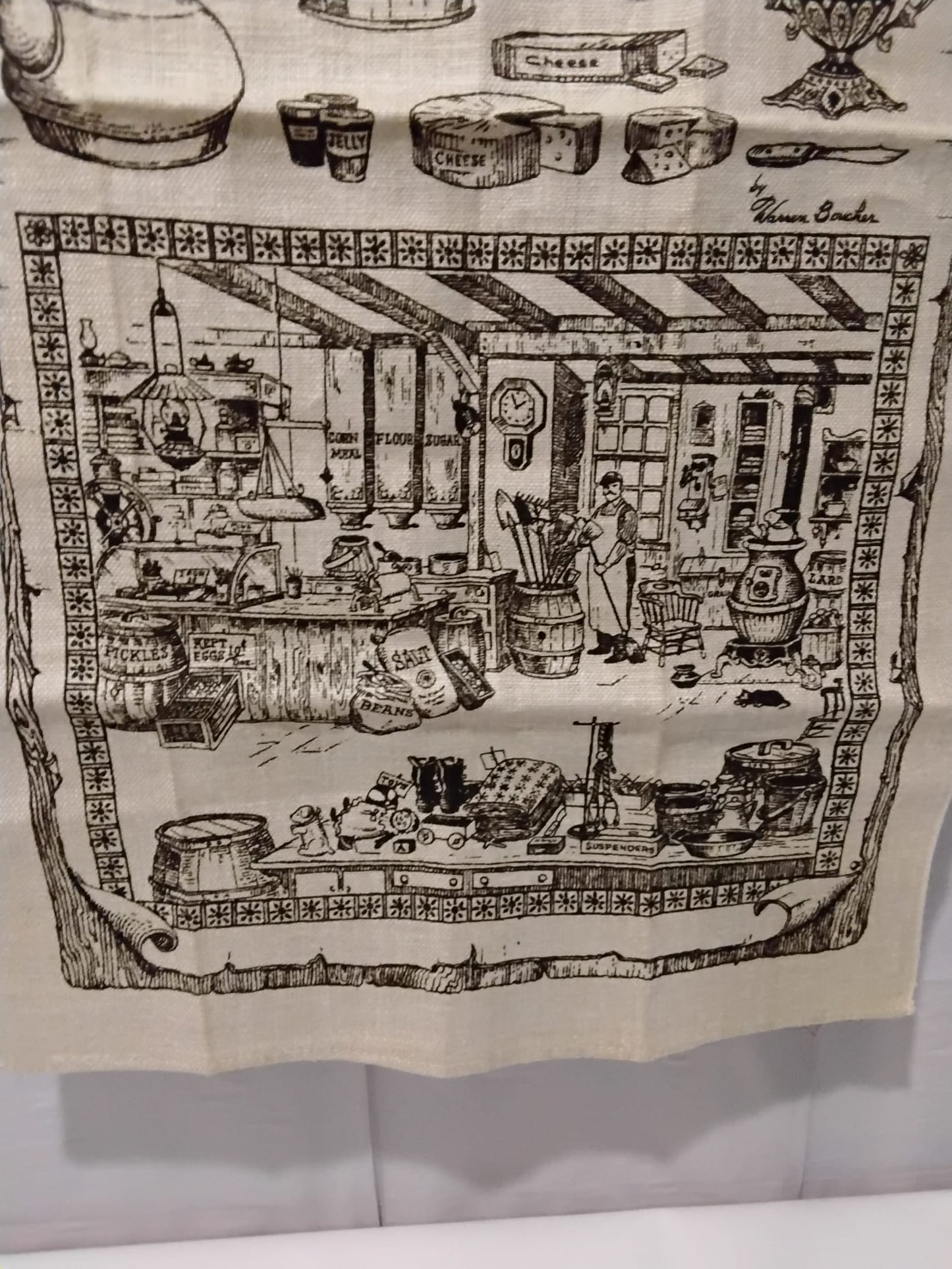 Kay Dee Handprints Linen Tea Towel Shaw’s General Store Stowe VT Warren Boucher USA