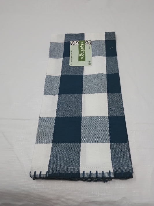 Gently Used Thrift Store – The Spring Shop Buffalo Check Kitchen Towel Navy Blue & White Gingham 16x26 New