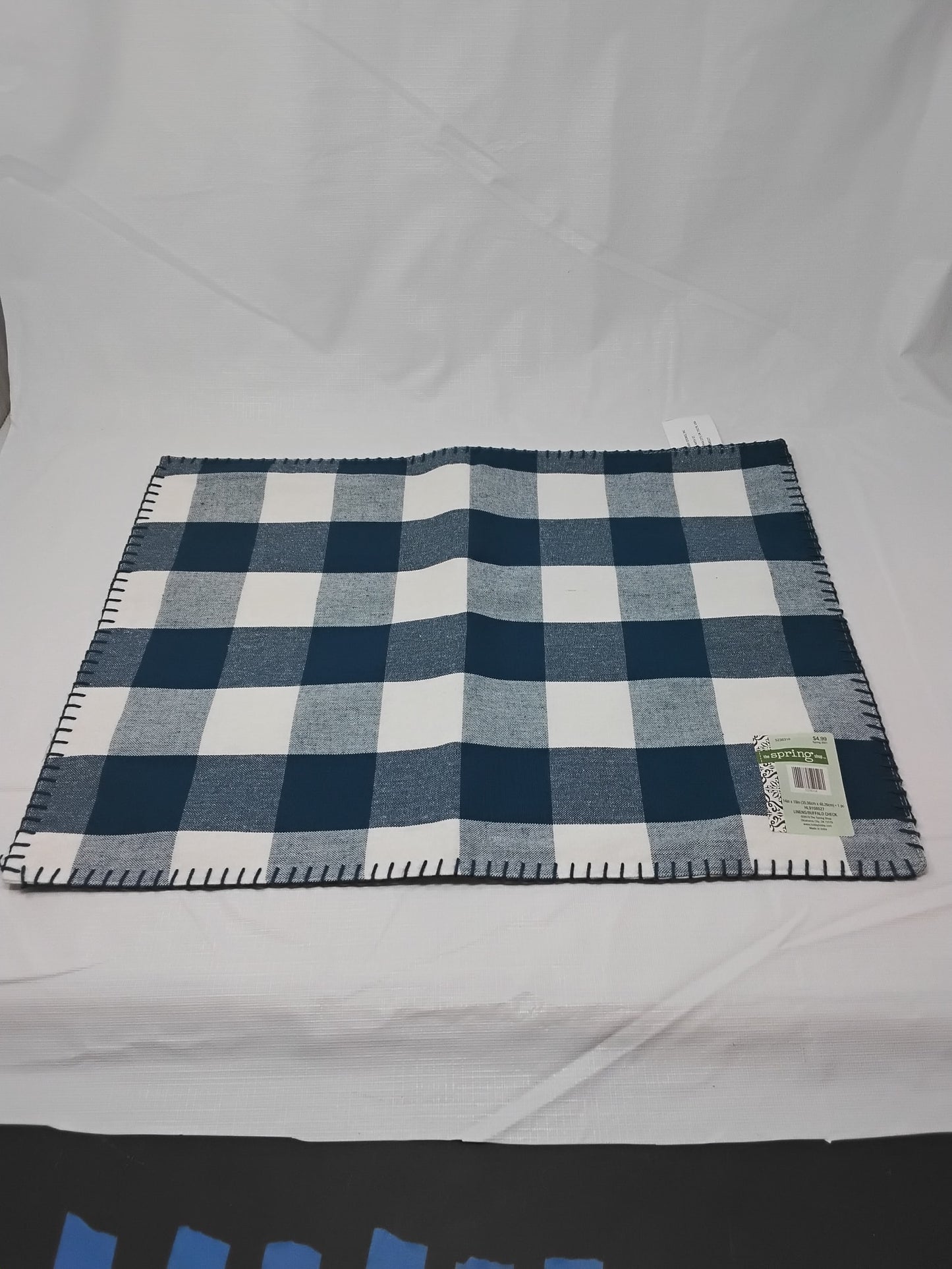 Gently Used Thrift Store – The Spring Shop Buffalo Check Placemat Navy Blue & White Gingham 14x19 Set of 2 New