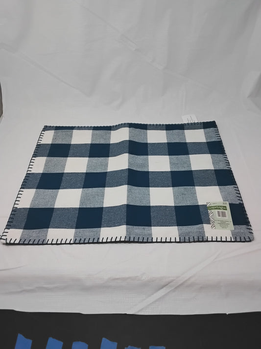 Gently Used Thrift Store – The Spring Shop Buffalo Check Placemat Navy Blue & White Gingham 14x19 Set of 2 New