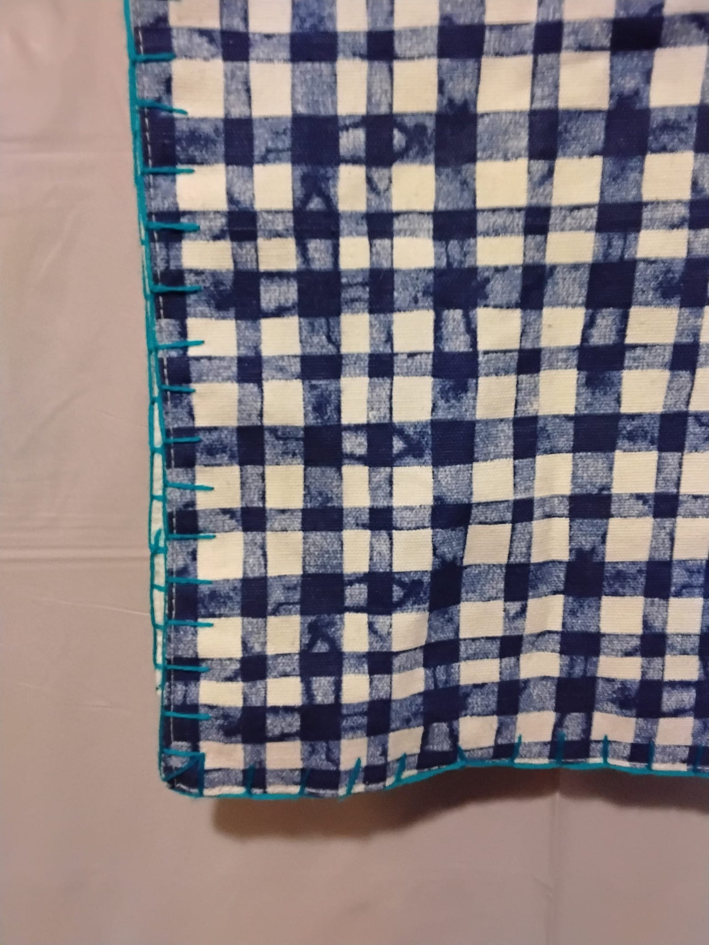 The Spring Shop Julia Table Runner Blue & White Watercolor Gingham 16x72 New