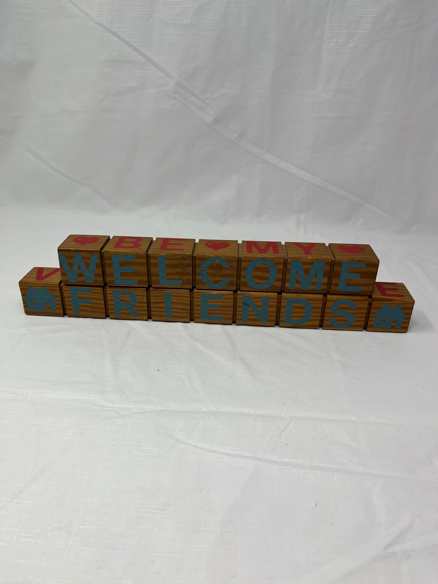 Reversible Wooden Letter Blocks Merry Christmas Easter Greetings Be My Valentine Welcome Friends