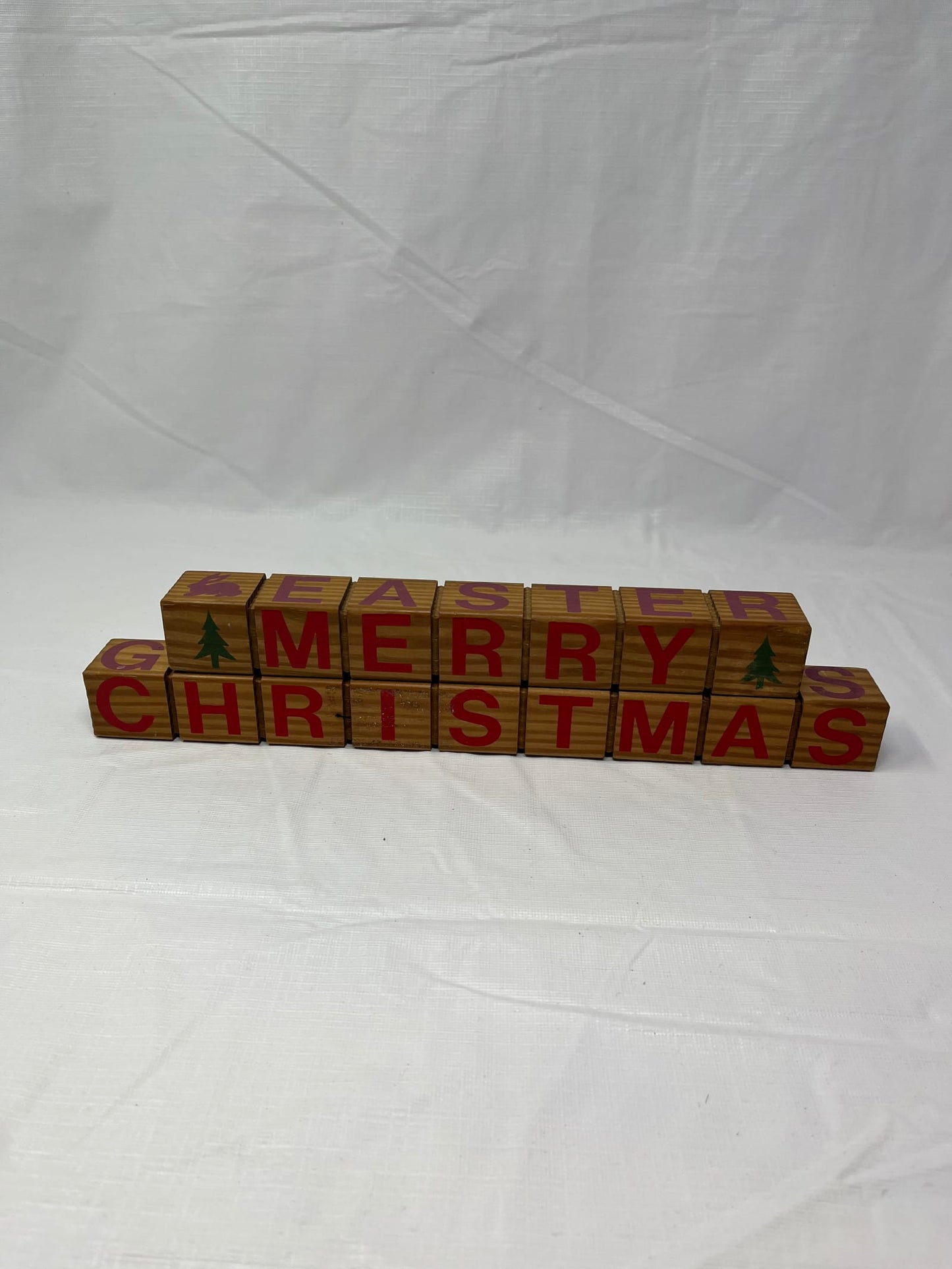 Reversible Wooden Letter Blocks Merry Christmas Easter Greetings Be My Valentine Welcome Friends