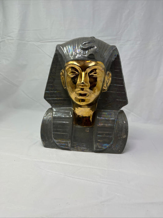 Gently Used Thrift Store – Pharaoh Bust Statue Gold Tone Face Iridescent Body 9 Inch – Home Décor – Used – SKU 000000289