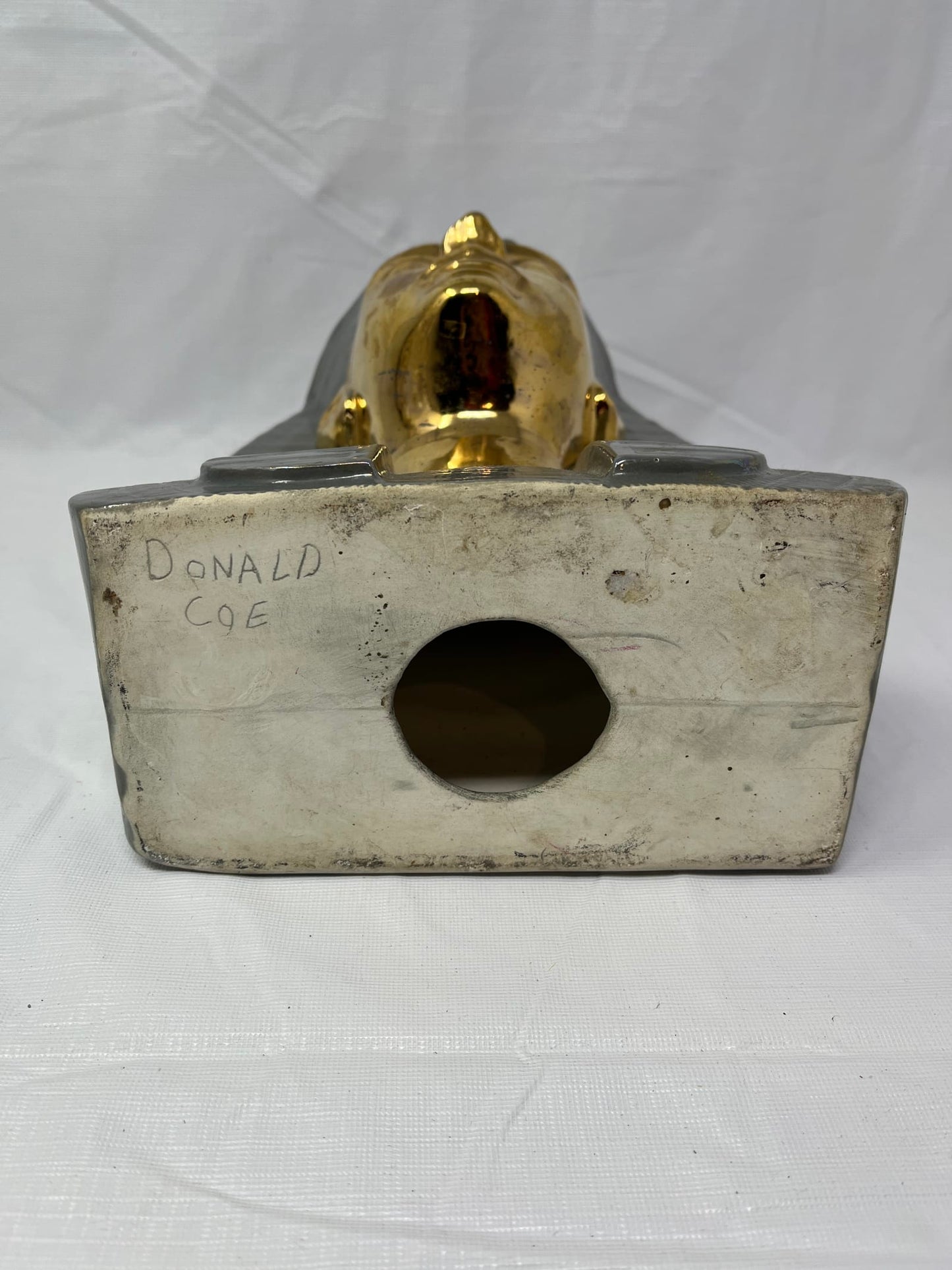 Pharaoh Bust Statue Gold Tone Face Iridescent Body 9 Inch