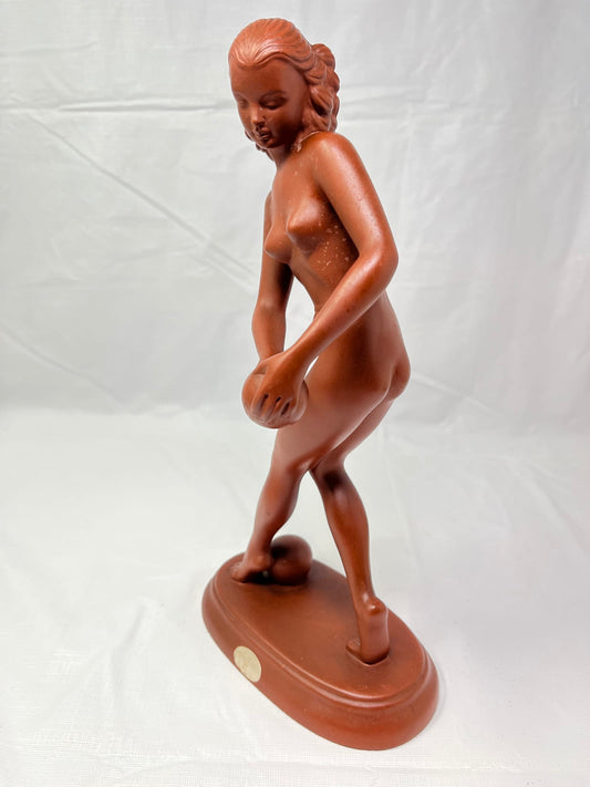 Gently Used Thrift Store – Art Deco Terracotta Nude Dancer Figurine Goldscheider Style G545 11.5 Inch – Consignment