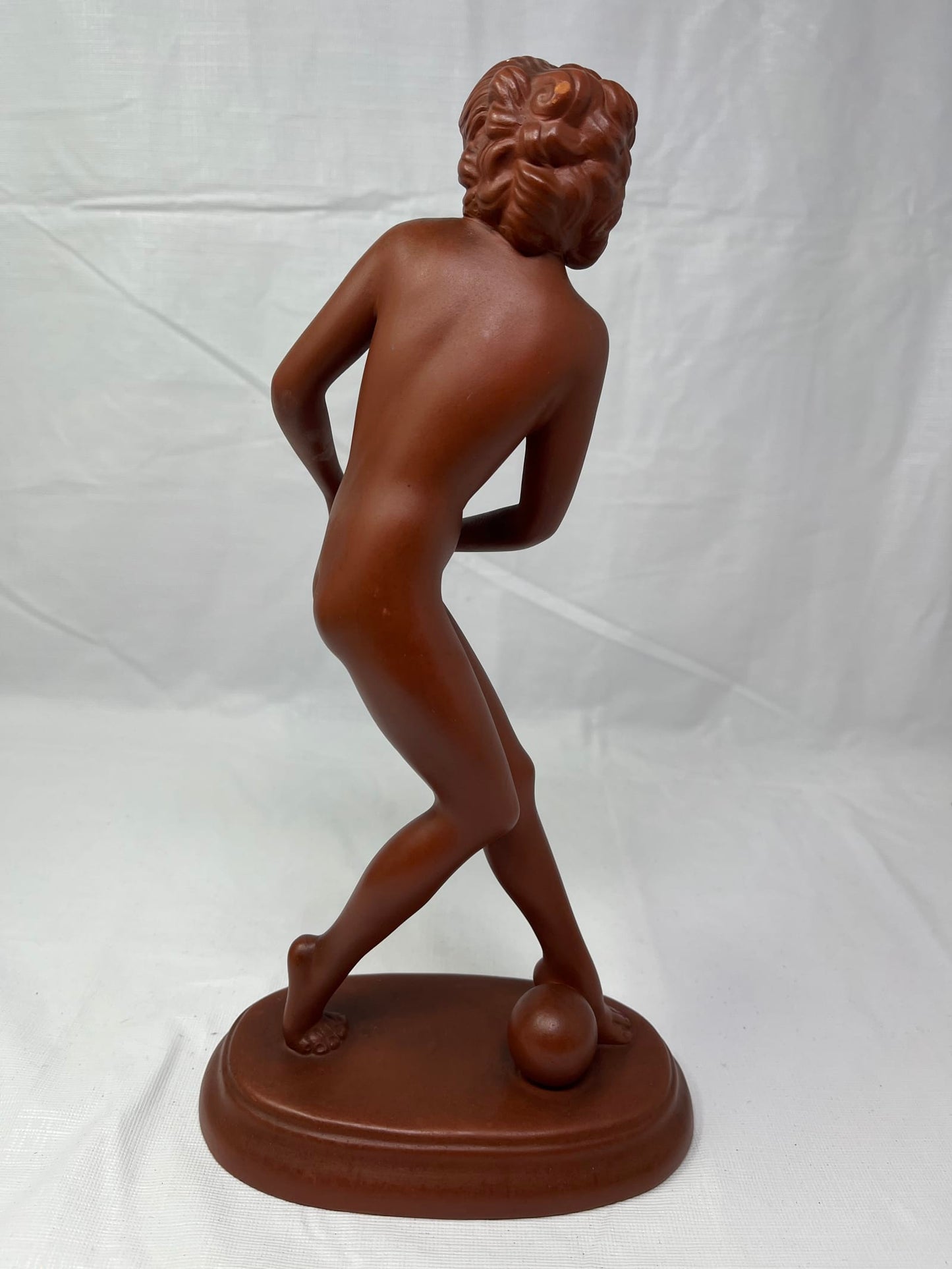 Art Deco Terracotta Nude Dancer Figurine Goldscheider Style G545 11.5 Inch