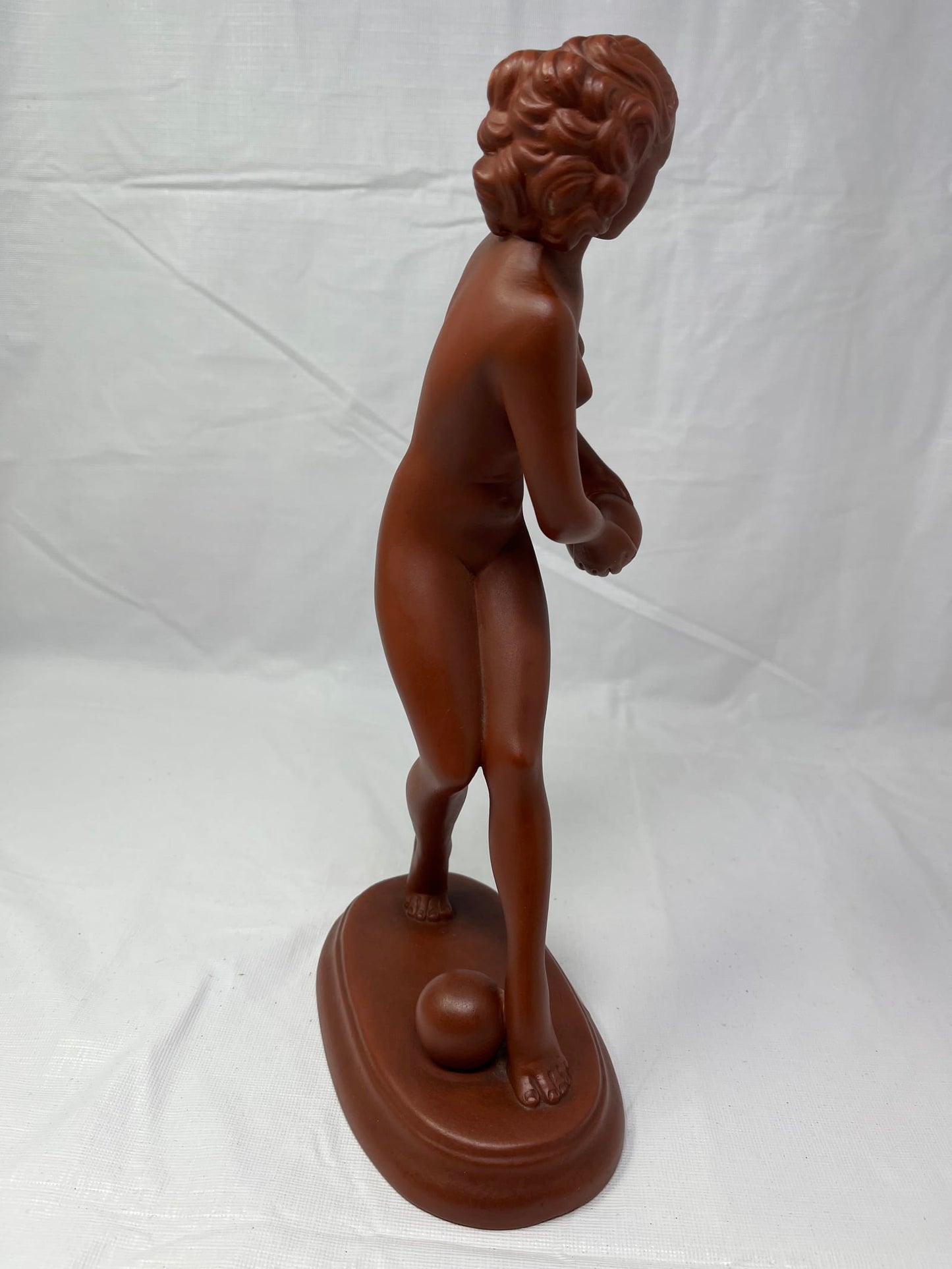 Art Deco Terracotta Nude Dancer Figurine Goldscheider Style G545 11.5 Inch