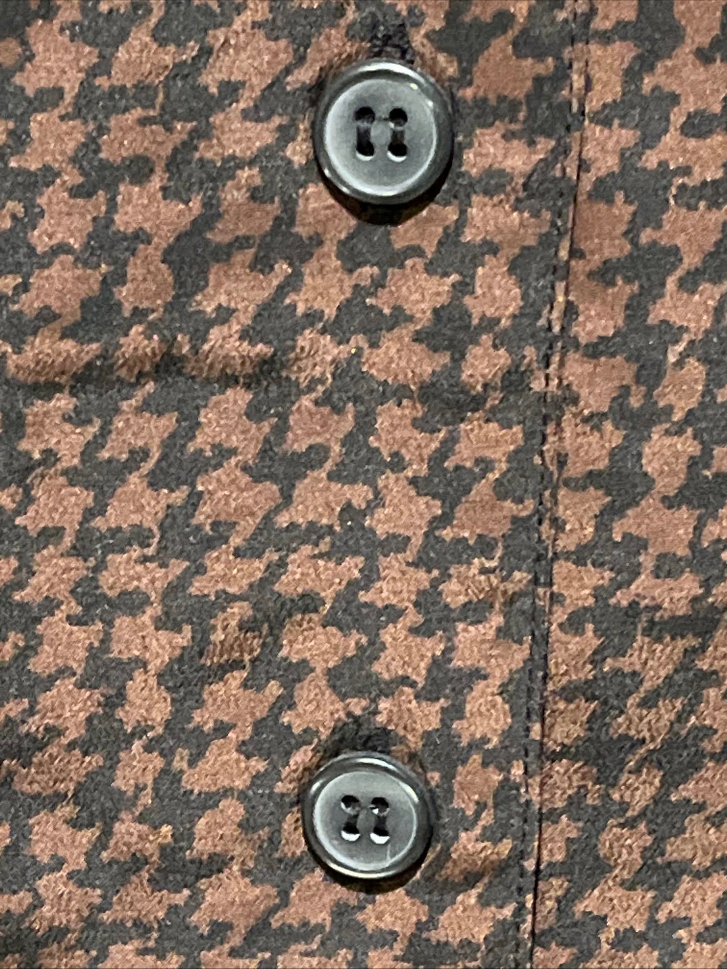 Laura Leigh Ltd Womens 18W 100% Silk Houndstooth Button Up Blouse Brown NWT