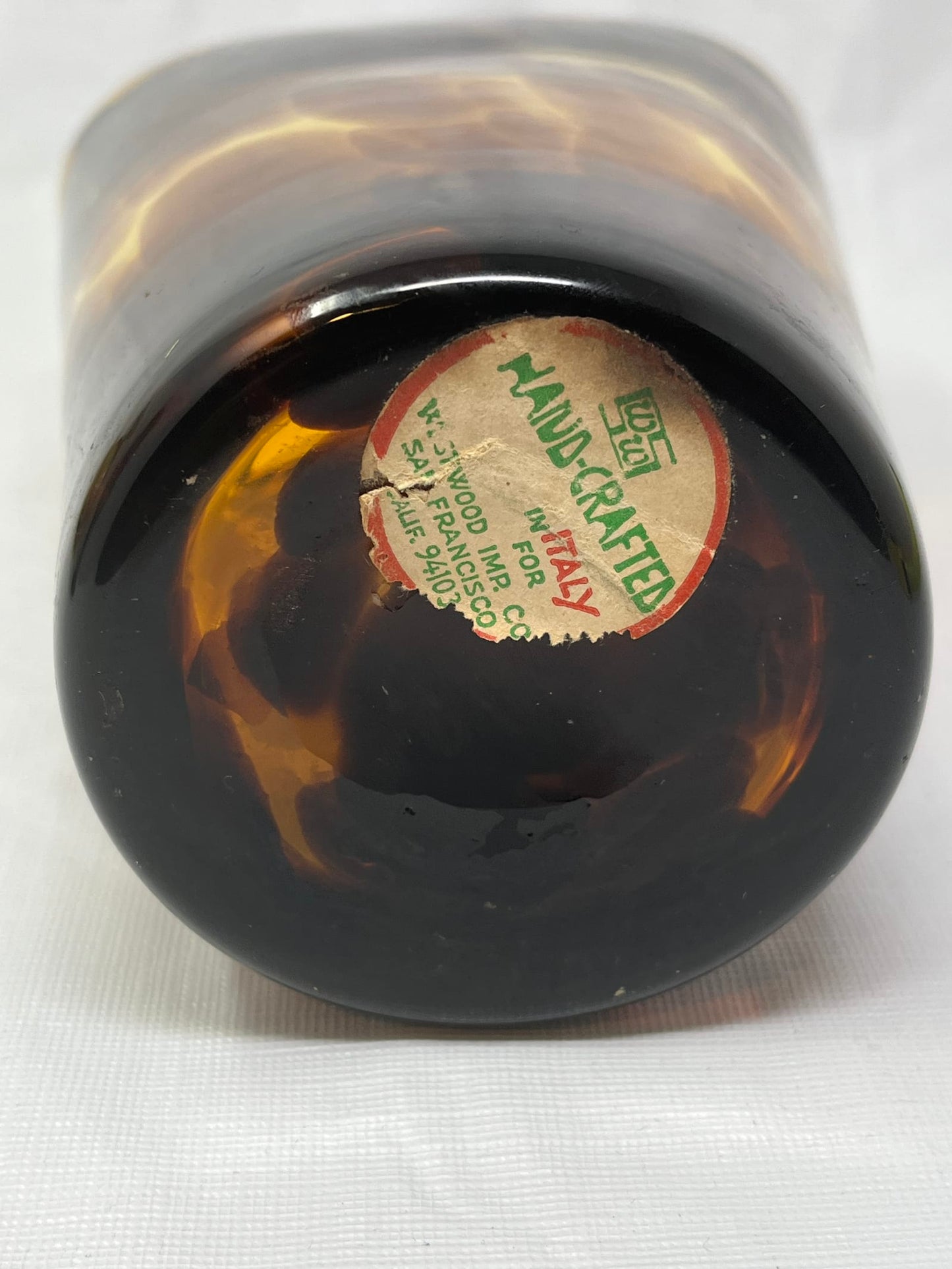 Italian Hand Crafted Tortoiseshell Amber Art Glass Vase 7.5 Inch