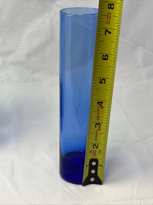 Vintage Libbey Cobalt Blue Bud Vases Set of 5 7.5" Flute