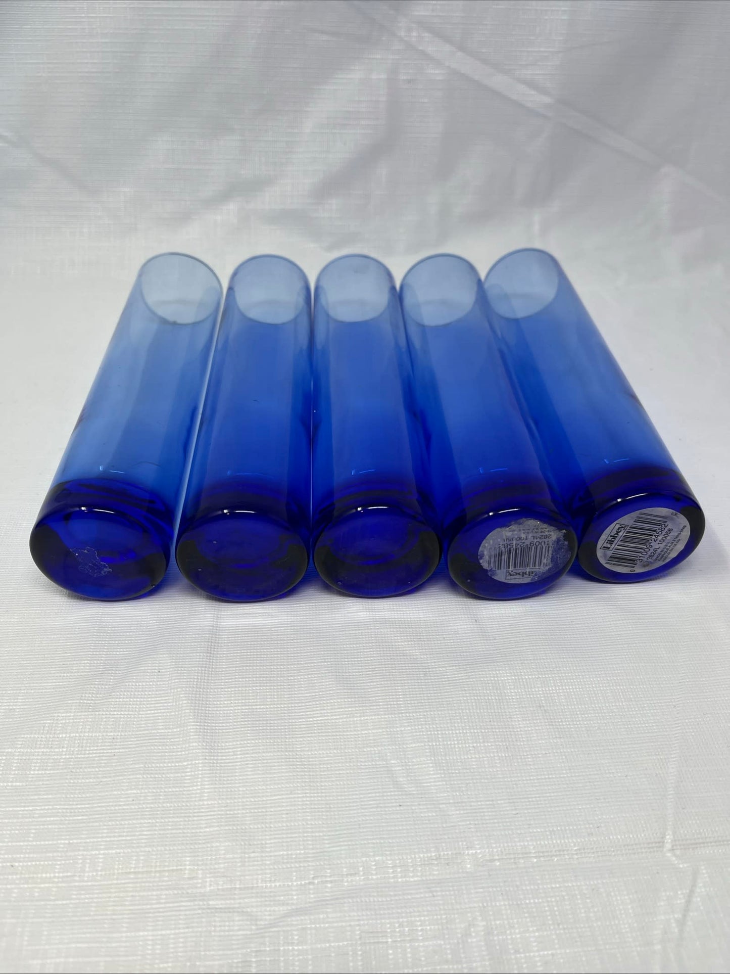 Vintage Libbey Cobalt Blue Bud Vases Set of 5 7.5" Flute