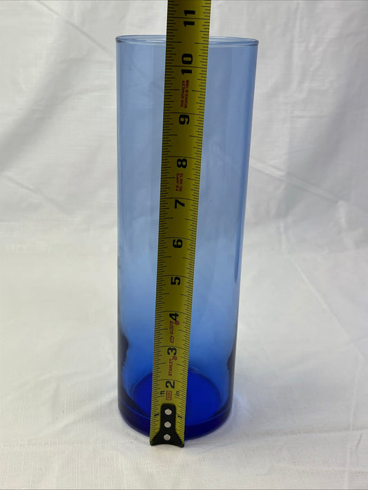 Vintage Libbey Glass Cobalt Blue Vase Set of 2 10.5" Tall x 3.5" – Original Sticker – Excellent Condition