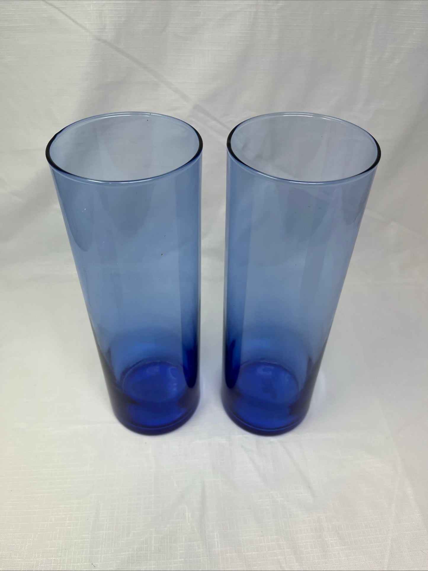 Vintage Libbey Glass Cobalt Blue Vase Set of 2 10.5" Tall x 3.5" – Original Sticker – Excellent Condition