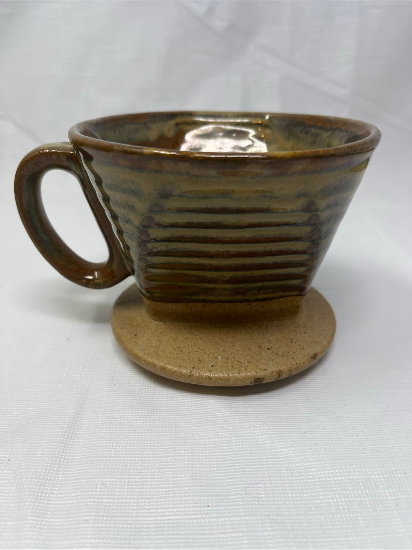 World Market Stone/Brown Ceramic Pour‑Over Coffee Dripper