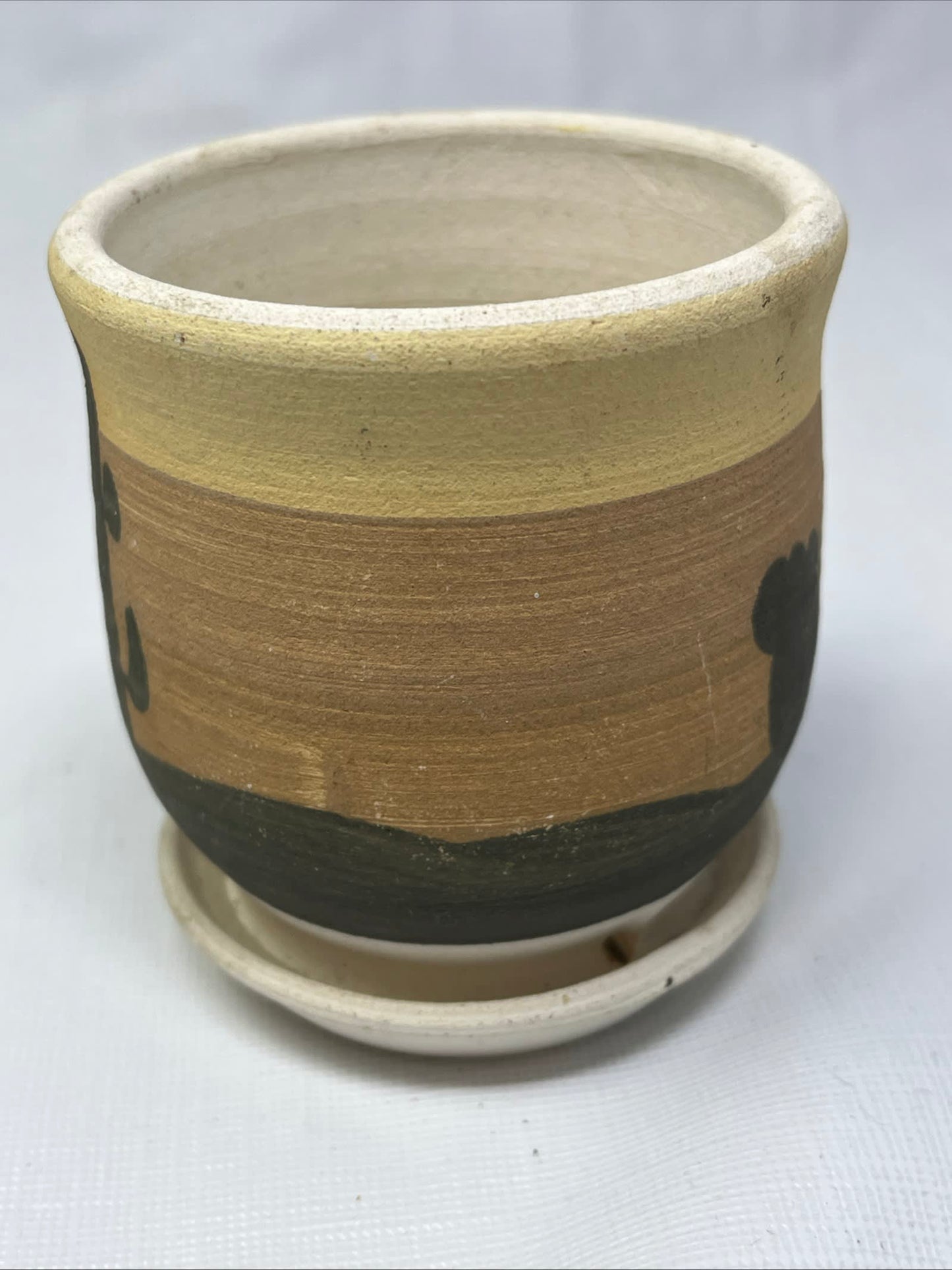 Vintage Southwestern Planter Vase Hand-Painted Desert Scene 3.25" Tall