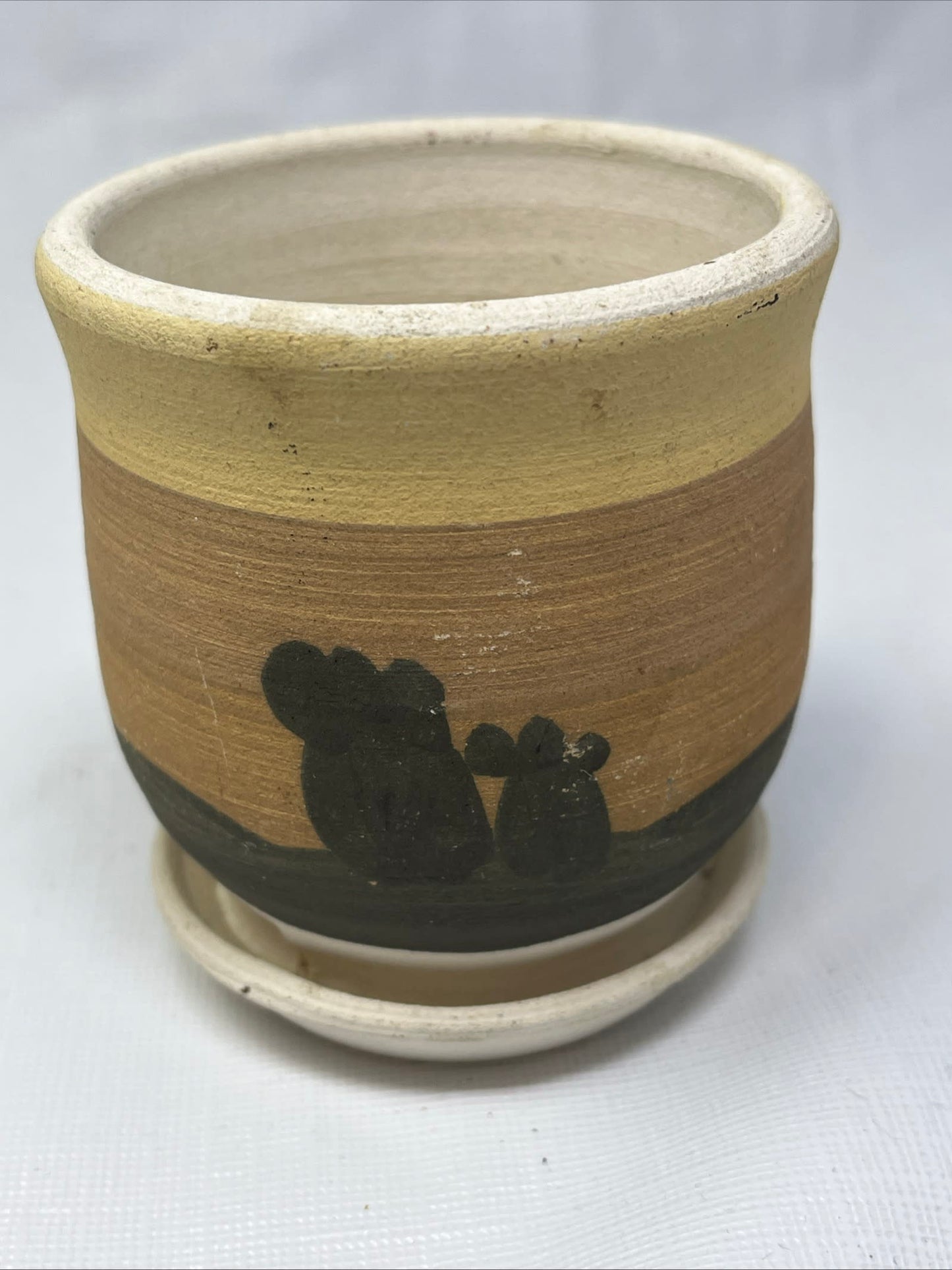 Vintage Southwestern Planter Vase Hand-Painted Desert Scene 3.25" Tall