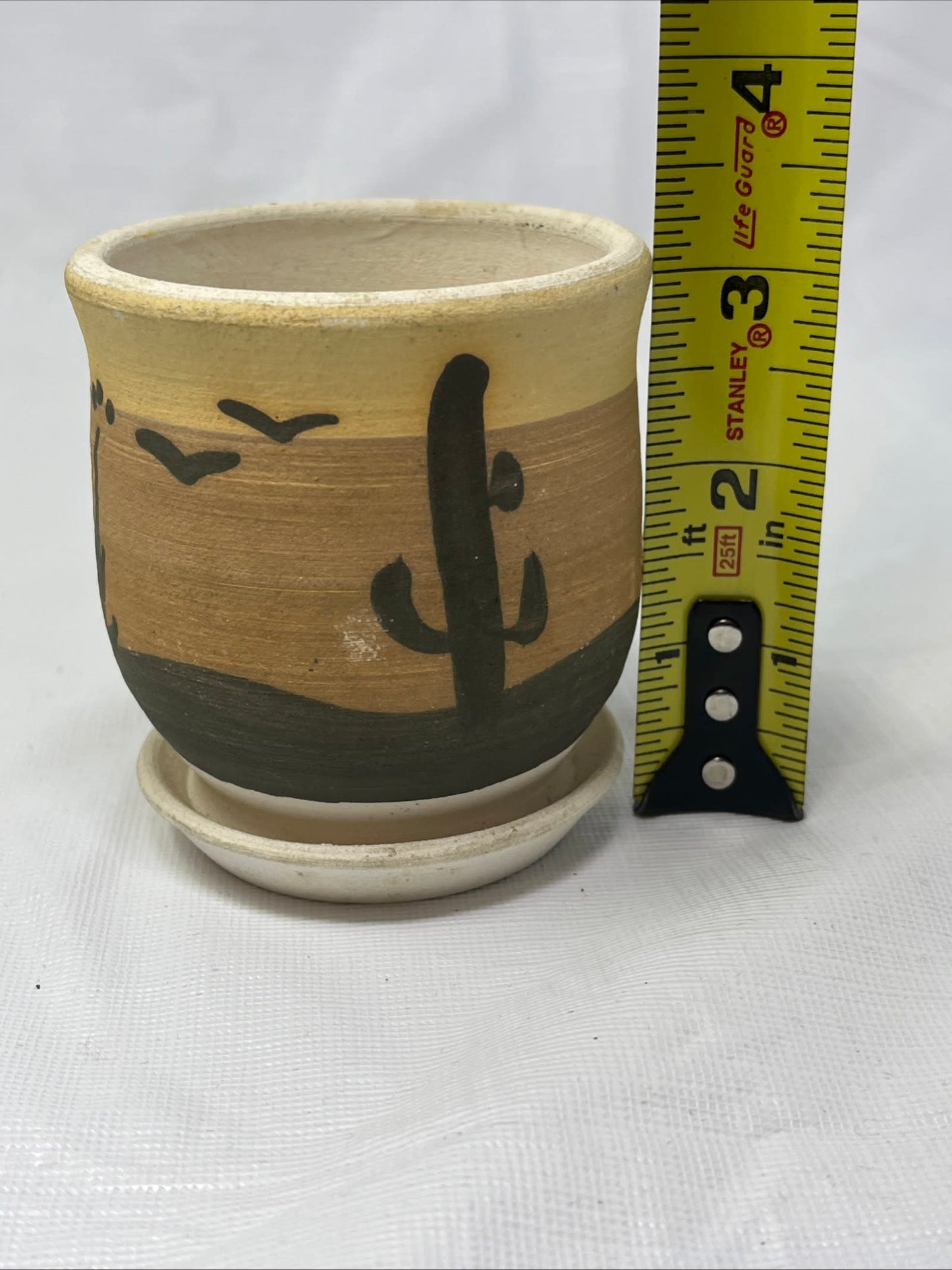 Vintage Southwestern Planter Vase Hand-Painted Desert Scene 3.25" Tall