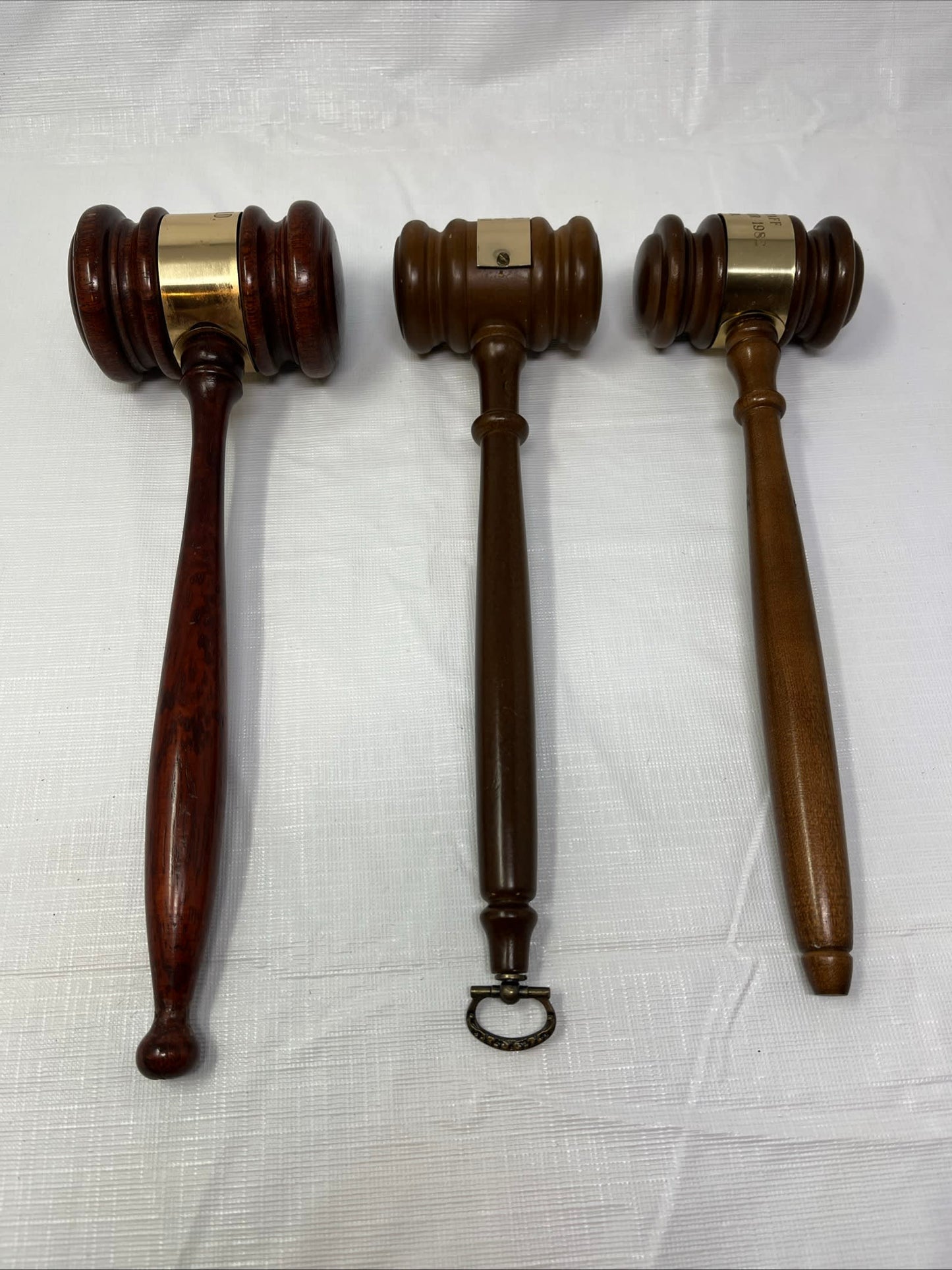 Gently Used Thrift Store – Vintage Set of 3 Wooden Presentation / Judge / Auctioneer Gavels — 1974–1982 – Collectibles