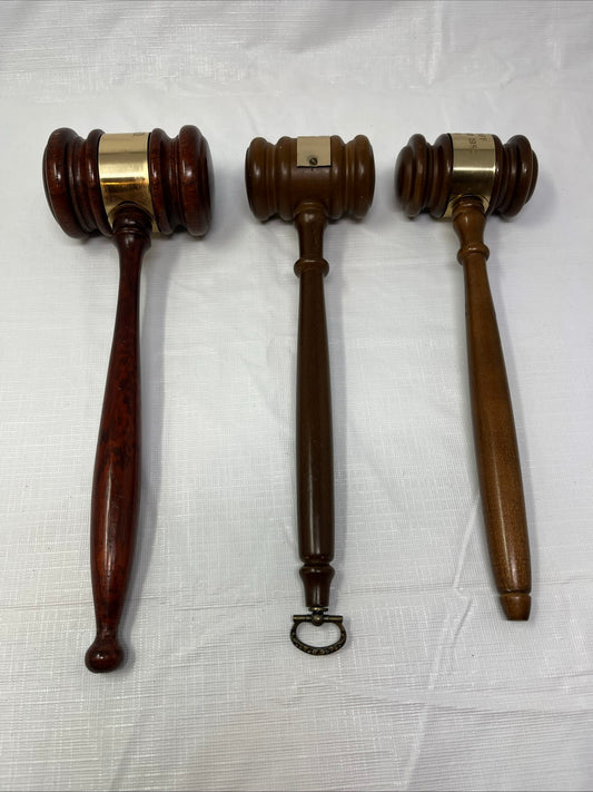 Gently Used Thrift Store – Vintage Set of 3 Wooden Presentation / Judge / Auctioneer Gavels — 1974–1982 – Collectibles