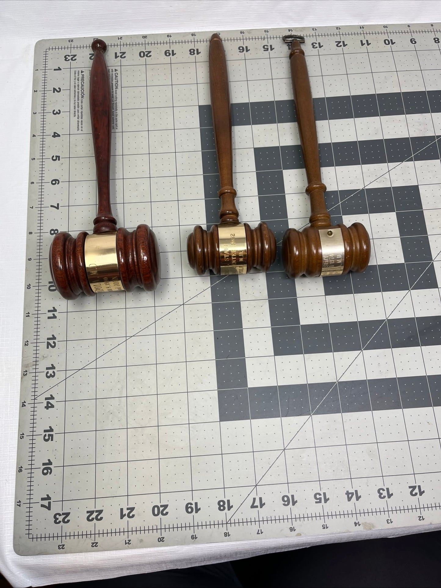 Vintage Set of 3 Wooden Presentation / Judge / Auctioneer Gavels — 1974–1982