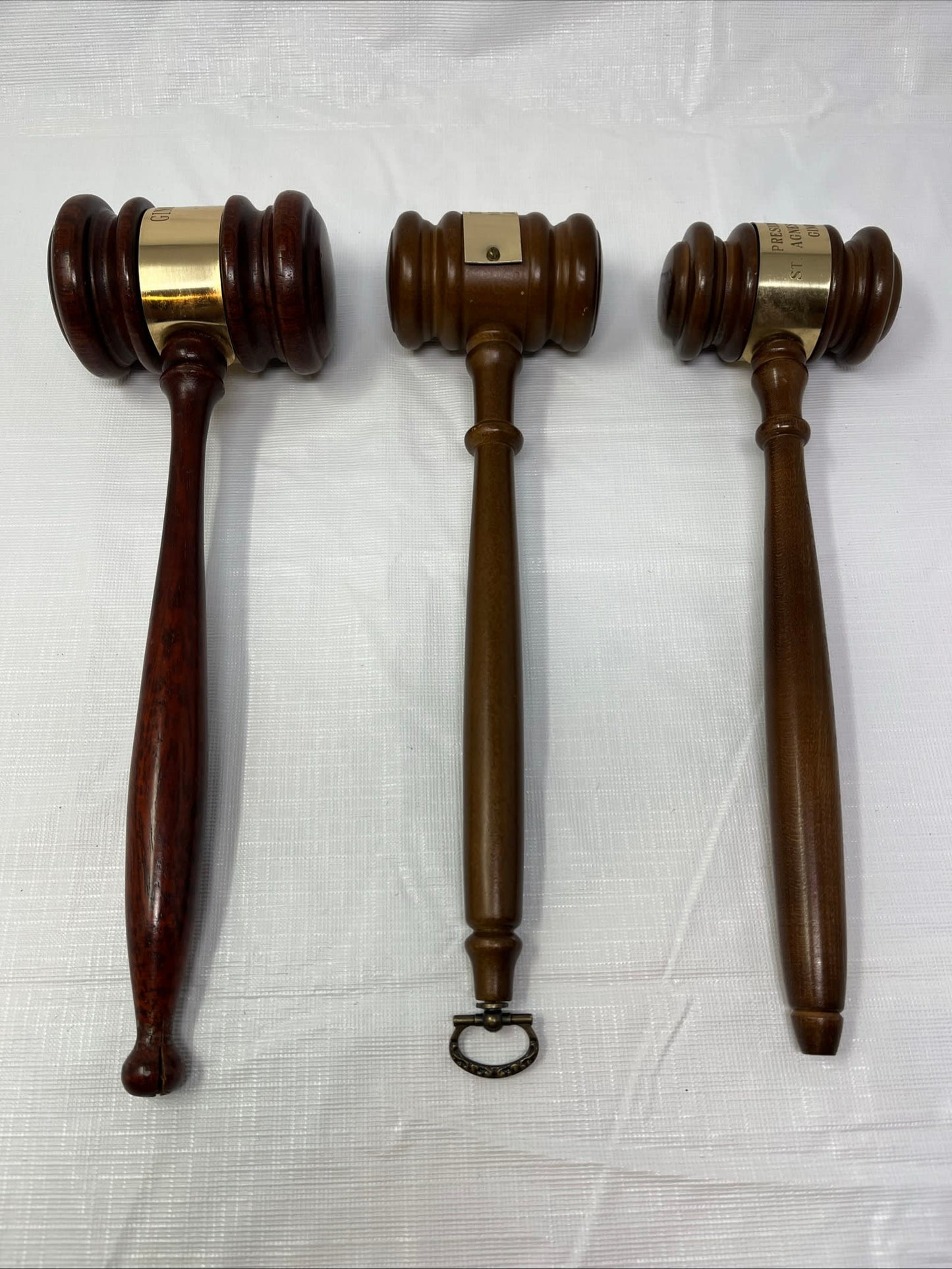 Vintage Set of 3 Wooden Presentation / Judge / Auctioneer Gavels — 1974–1982