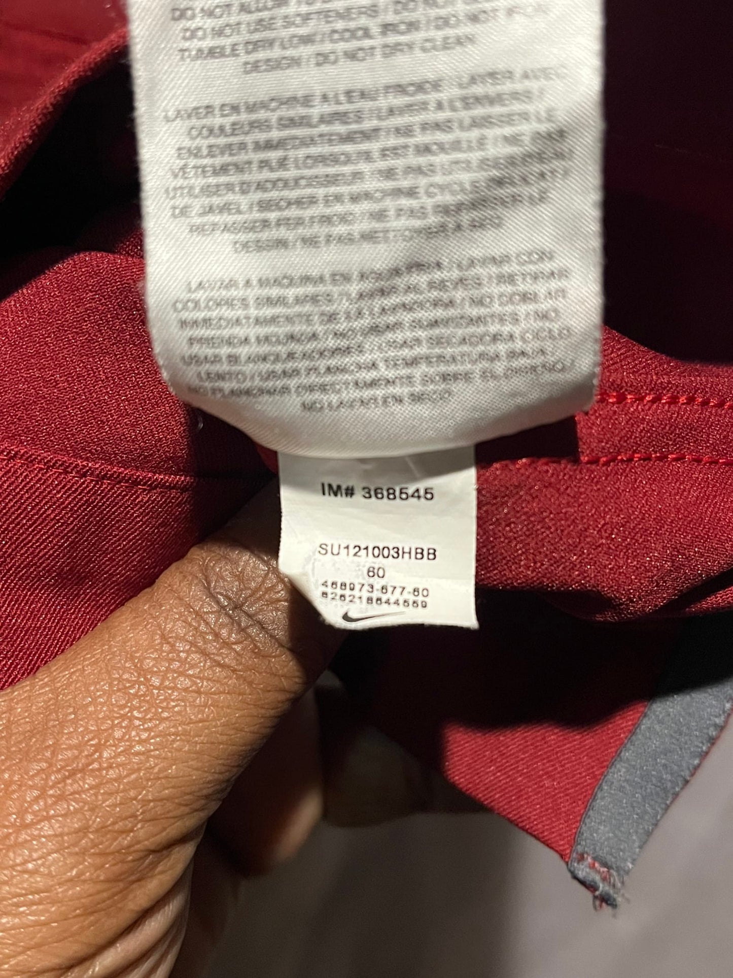 Nike On Field Chris Cooley #47 Redskins Jersey Size 60 Burgundy NFL Authentic