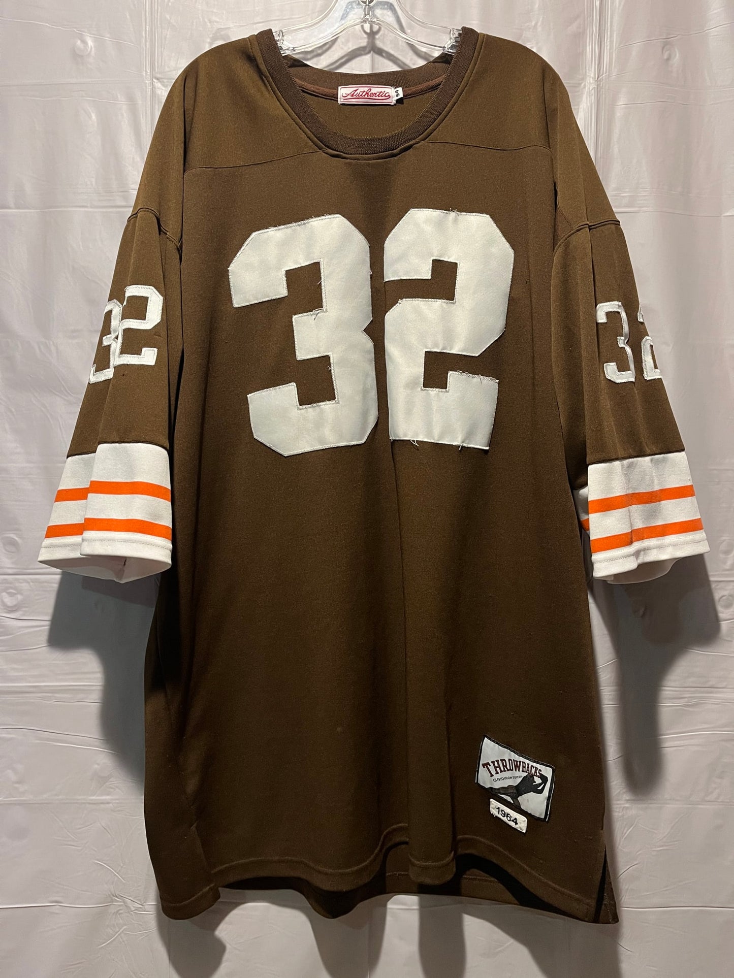 Jim Brown #32 Throwbacks Gridiron Jersey 1964 Brown White Size 54 Vintage