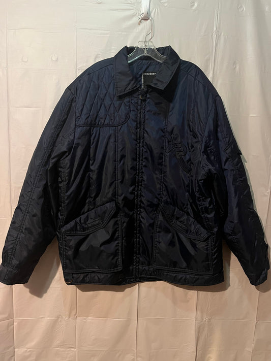 Vintage Rocawear Quilted Bomber Jacket 2XL Navy Blue Hip Hop Y2K