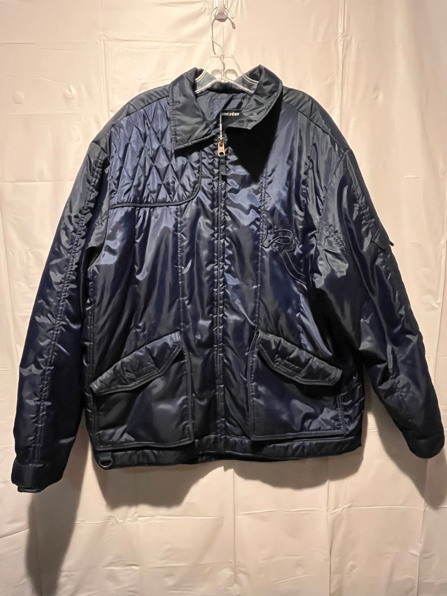 Vintage Rocawear Quilted Bomber Jacket 2XL Navy Blue Hip Hop Y2K